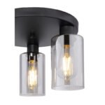 Plafoniera metal negru mat, sticla fumurie, D: 340, H: 220, excl. 3xE27 60W 230V - imagine 5