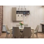 Lampă suspendată din metal negru mat, lemn de culoare naturală, sticlă de culoare fumurie, cablu de înfășurat, LxLxA: 500x100x1400mm, fără 3x E27 40W 230V - imagine 2