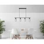 Suspensie metal negru mat, sticlă fumurie, LxLxH: 980x100x1200, excl 4xE27 60W 230V - imagine 2