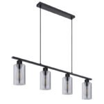 Suspensie metal negru mat, sticlă fumurie, LxLxH: 980x100x1200, excl 4xE27 60W 230V - imagine 3