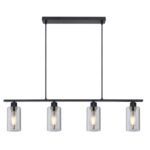 Suspensie metal negru mat, sticlă fumurie, LxLxH: 980x100x1200, excl 4xE27 60W 230V - imagine 4