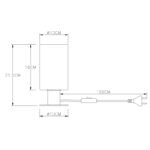 Veioza metal negru mat, sticlă fumurie, comutator, D: 100, H: 215, excl 1xE27 60W 230V - imagine 5