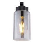Aplica de perete metal negru mat, sticlă fumurie,, în jos, LxH: 100x230, AL: 150, excl 1xE27 60W 230V - imagine 4