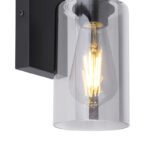 Aplica de perete metal negru mat, sticlă fumurie,, în jos, LxH: 100x230, AL: 150, excl 1xE27 60W 230V - imagine 5