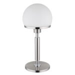 Lampă de masă din metal nichel mat, metal cromat, sticlă opală, cablu textil negru, întrerupător pe cablu, ø: 180mm, H: 400mm, lungime cablu 1500mm, fără 1x E27 40W 230V - imagine 3