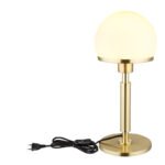 Lampă de masă din metal de culoare alamă, metal de culoare alamă mată, sticlă opalină, cablu textil negru, întrerupător pe cablu, ø: 180mm, H: 400mm, lungime cablu 1500mm, fără 1x E27 40W 230V - imagine 4