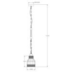 Suspensie metal negru mat, frânghie de cânepă maro, tije metalice negru mat, cu lanț negru, D: 140, H: 1250,  excl 1xE27  60W 230V - imagine 5
