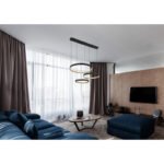 Suspensie metal negru/auriu, alb acrilic, reglabilă, mai multe niveluri prin întrerupător de perete, culorile pot fi fixate, memorie, lumină de noapte, telecomandă, 2xAAA, 800x505x1500mm, LED 55W 230V, sursa 7400lm, iesire 3000lm, CCT 2700 -6000K - imagine 2