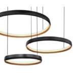 Suspensie metal negru/auriu, alb acrilic, reglabilă, mai multe niveluri prin întrerupător de perete, culorile pot fi fixate, memorie, lumină de noapte, telecomandă, 2xAAA, 800x505x1500mm, LED 55W 230V, sursa 7400lm, iesire 3000lm, CCT 2700 -6000K - imagine 4
