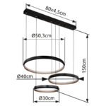 Suspensie metal negru/auriu, alb acrilic, reglabilă, mai multe niveluri prin întrerupător de perete, culorile pot fi fixate, memorie, lumină de noapte, telecomandă, 2xAAA, 800x505x1500mm, LED 55W 230V, sursa 7400lm, iesire 3000lm, CCT 2700 -6000K - imagine 6