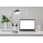 Lampă de masă din aluminiu gri mat, plastic gri metalic, plastic alb, touch on/off, reglabil, variator de intensitate, funcție de memorie, temporizator, adaptor inclus, mobil,L x l x I:432x178x758mm,LED 8W 230V, sursă 60-820lm, ieșire 44-450lm,4000K - imagine 2