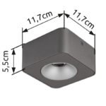 Spot LED aluminiu gri închis, plastic gri, plastic transparent, LxLxH: 117x117x55mm, incl. LED 6,5W 230V, sursă 730lm, ieșire 360lm, 3000K - imagine 6