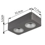 Spot LED aluminiu gri închis, plastic gri, plastic transparent, LxLxH: 224x117x55mm, incl. LED 11W 230V, sursa 1240lm, iesire 600lm, 3000K - imagine 6