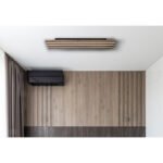 Plafonieră metal negru mat, MDF aspect lemn închis, aluminiu negru mat, plastic opal, LxWxH: 800x200x50mm, incl. LED 30W 230V, sursă 3100lm, ieșire 1500lm, 3000K