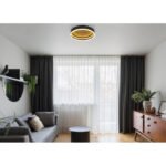 Plafoniera aluminiu negru mat, metal auriu, alb acrilic, alb silicon, ø: 300mm, H: 90mm, cu LED 24W 230V, sursa 3120lm, iesire 1440lm, 3000K - imagine 2