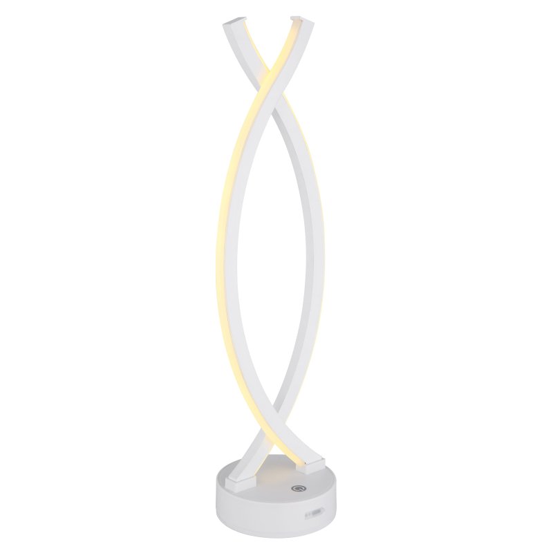 hela-58457w-g28928 Lampă de masă plastic alb mat, plastic opal, pornire/oprire la atingere, variator tactil continuu, USB-A 2.0 - USB-C, baterie inclusă CR18650 1800mAh, LxLxH: 125x100x410mm, lungime cablu 1000mm, incl. LED 1W 230V, Sursă de 70 lm, ieșire 25 lm, 3000K - imagine 1