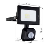 Aplicade  exterior din aluminiu turnat sub presiune negru, sticlă transparentă, pivotantă, IP44, senzor: H: 1-3m, 110 °, detectare până la 8m, LxH: 90x120, AL: 130, incl. 1xLED 10W 230V, sursă 1000lm, ieșire 950lm, 6000K - imagine 6