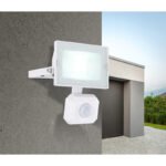 Aplica de exterior din aluminiu turnat sub presiune alba, sticlă transparentă, pivotant, IP44, senzor: H: 1-3m, 110 °, detectare până la 8m, LxH: 90x120, AL: 130, incl. 1xLED 10W 230V, sursă 1000lm, ieșire 950lm , 6000K - imagine 2