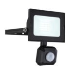 Aplica de exterior din aluminiu turnat sub presiune negru, sticlă transparentă, pivotantă, IP44, senzor: H: 1-3m, 110 °, detectare până la 8m, LxH: 110x130, AL: 130, incl. 1 x LED 20W 230V, sursă 1900lm, ieșire 1800lm , 6000K