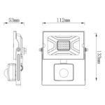 Aplica de exterior din aluminiu turnat sub presiune negru, sticlă transparentă, pivotantă, IP44, senzor: H: 1-3m, 110 °, detectare până la 8m, LxH: 110x130, AL: 130, incl. 1 x LED 20W 230V, sursă 1900lm, ieșire 1800lm , 6000K - imagine 6