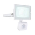 Aplica de exterior din aluminiu turnat sub presiune alba, sticlă transparentă, pivotant, IP44, senzor: H: 1-3m, 110 °, detectare până la 8m, LxH: 110x130, AL: 130, incl. 1 x LED 20W 230V, sursă 1900lm, ieșire 1800lm, 6000K