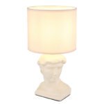 Lampă de masă ceramică culoare curry, material textil culoare curry, cablu PVC alb, comutator basculant pe cablu, ø: 175mm, H: 330mm, lungime cablu 1300mm, excl. 1x E14 40W 230V