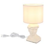 Lampă de masă ceramică culoare curry, material textil culoare curry, cablu PVC alb, comutator basculant pe cablu, ø: 175mm, H: 330mm, lungime cablu 1300mm, excl. 1x E14 40W 230V - imagine 5