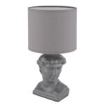 Lampă de masă ceramică gri, textil gri, cablu PVC alb, comutator basculant pe cablu, ø: 175mm, H: 330mm, lungime cablu 1300mm, excl. 1x E14 40W 230V - imagine 3