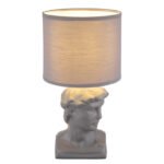 Lampă de masă ceramică gri, textil gri, cablu PVC alb, comutator basculant pe cablu, ø: 175mm, H: 330mm, lungime cablu 1300mm, excl. 1x E14 40W 230V - imagine 4