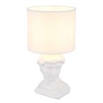Lampă de masă ceramică alb, textil alb, cablu PVC alb, comutator basculant pe cablu, ø: 175mm, H: 330mm, lungime cablu 1300mm, excl. 1x E14 40W 230V