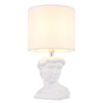 Lampă de masă ceramică alb, textil alb, cablu PVC alb, comutator basculant pe cablu, ø: 175mm, H: 330mm, lungime cablu 1300mm, excl. 1x E14 40W 230V - imagine 4