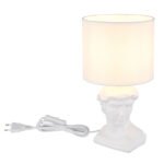 Lampă de masă ceramică alb, textil alb, cablu PVC alb, comutator basculant pe cablu, ø: 175mm, H: 330mm, lungime cablu 1300mm, excl. 1x E14 40W 230V - imagine 5