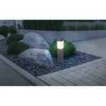 Stalp de exterior din oțel inoxidabil antracit, plastic alb, IP44, tub: 80 x 80 mm, Lxlxh: 124x124x450mm, excl 1x E27 LED 15W 230V - imagine 2