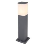 Stalp de exterior din oțel inoxidabil antracit, plastic alb, IP44, tub: 80 x 80 mm, Lxlxh: 124x124x450mm, excl 1x E27 LED 15W 230V