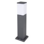 Stalp de exterior din oțel inoxidabil antracit, plastic alb, IP44, tub: 80 x 80 mm, Lxlxh: 124x124x450mm, excl 1x E27 LED 15W 230V - imagine 3