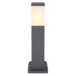 Stalp de exterior din oțel inoxidabil antracit, plastic alb, IP44, tub: 80 x 80 mm, Lxlxh: 124x124x450mm, excl 1x E27 LED 15W 230V - imagine 4