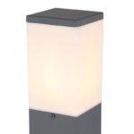 Stalp de exterior din oțel inoxidabil antracit, plastic alb, IP44, tub: 80 x 80 mm, Lxlxh: 124x124x450mm, excl 1x E27 LED 15W 230V - imagine 5