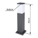 Stalp de exterior din oțel inoxidabil antracit, plastic alb, IP44, tub: 80 x 80 mm, Lxlxh: 124x124x450mm, excl 1x E27 LED 15W 230V - imagine 6