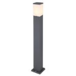 Stalp de exterior din oțel inoxidabil antracit, plastic alb, IP44, tub: 80 x 80 mm, Lxlxh: 124x124x800mm, excl 1x E27 LED 15W 230V