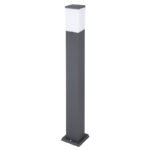 Stalp de exterior din oțel inoxidabil antracit, plastic alb, IP44, tub: 80 x 80 mm, Lxlxh: 124x124x800mm, excl 1x E27 LED 15W 230V - imagine 3