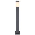 Stalp de exterior din oțel inoxidabil antracit, plastic alb, IP44, tub: 80 x 80 mm, Lxlxh: 124x124x800mm, excl 1x E27 LED 15W 230V - imagine 4