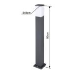 Stalp de exterior din oțel inoxidabil antracit, plastic alb, IP44, tub: 80 x 80 mm, Lxlxh: 124x124x800mm, excl 1x E27 LED 15W 230V - imagine 5