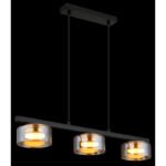 Suspensie metal negru mat, aluminiu auriu periat, sticlă chihlimbar, cablu PVC negru, LxLxH: 650x130x1100mm, incl. 3x GX53 LED 6W 230V, sursă 400lm, ieșire 330lm, 1800K, incl. bec LED 10162 - imagine 3