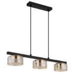 Suspensie metal negru mat, aluminiu auriu periat, sticlă chihlimbar, cablu PVC negru, LxLxH: 650x130x1100mm, incl. 3x GX53 LED 6W 230V, sursă 400lm, ieșire 330lm, 1800K, incl. bec LED 10162 - imagine 4