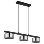Suspensie metal negru mat, aluminiu negru periat, sticlă fumurie, cablu PVC negru, LxLxH: 650x130x1100mm, incl. 3x GX53 LED 6W 230V, sursă 400lm, ieșire 270lm, 1800K, incl. bec LED 10162 - imagine 3