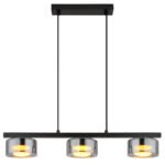 Suspensie metal negru mat, aluminiu negru periat, sticlă fumurie, cablu PVC negru, LxLxH: 650x130x1100mm, incl. 3x GX53 LED 6W 230V, sursă 400lm, ieșire 270lm, 1800K, incl. bec LED 10162 - imagine 4