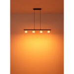 Suspensie metal negru mat, aluminiu auriu periat, sticlă chihlimbar, cablu PVC negru, LxLxH: 900x130x1100mm, incl. 4x GX53 LED 6W 230V, sursă 400lm, ieșire 330lm, 1800K, incl. bec LED 10162 - imagine 5