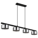 Suspensie metal negru mat, aluminiu negru periat, sticlă fumurie, cablu PVC negru, LxLxH: 900x130x1100mm, incl. 4x GX53 LED 6W 230V, sursă 400lm, ieșire 270lm, 1800K, incl. bec LED 10162 - imagine 3