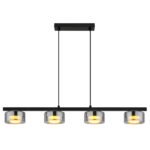 Suspensie metal negru mat, aluminiu negru periat, sticlă fumurie, cablu PVC negru, LxLxH: 900x130x1100mm, incl. 4x GX53 LED 6W 230V, sursă 400lm, ieșire 270lm, 1800K, incl. bec LED 10162 - imagine 4