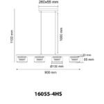 Suspensie metal negru mat, aluminiu negru periat, sticlă fumurie, cablu PVC negru, LxLxH: 900x130x1100mm, incl. 4x GX53 LED 6W 230V, sursă 400lm, ieșire 270lm, 1800K, incl. bec LED 10162 - imagine 6